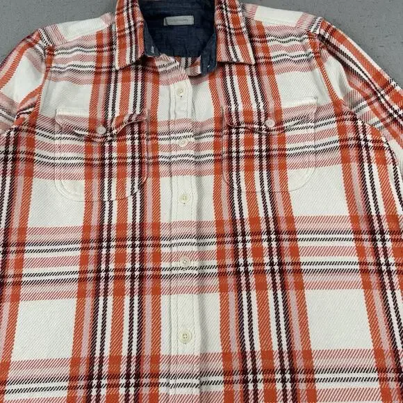 Outerknown Blanket Shirt Women’s M/L Orange Plaid Button Up Heavyweight - Picture 11 of 16